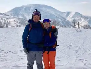 Dr. Serge Lokot and his wife in the snow